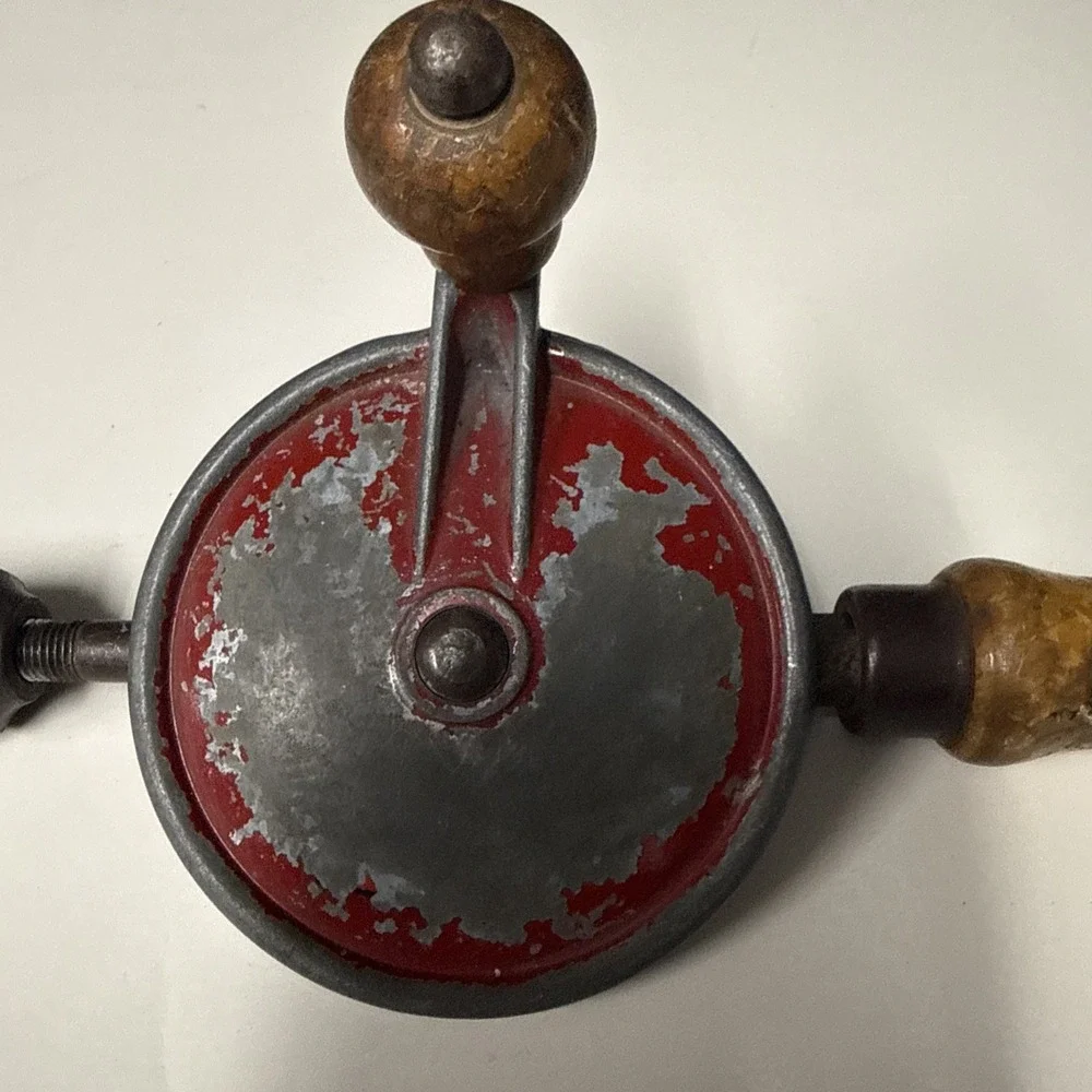 Vintage Egg Beater Hand Drill Red Gear Made in USA Wood‎ Working Manual Tool